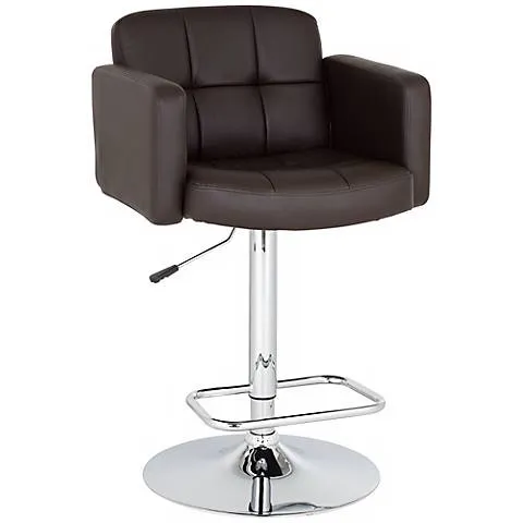 Trek Large Espresso Faux Leather Adjustable Swivel Bar Stool