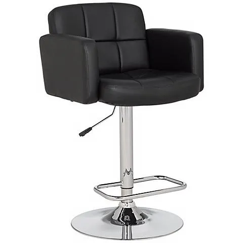 Studio 55D Trek 22 1/2" Wide Black Faux Leather Swivel Bar Stool