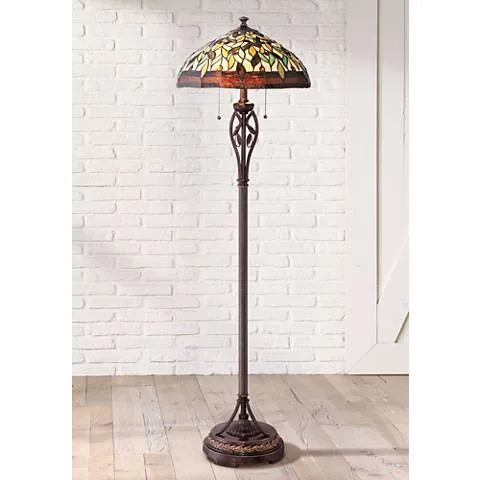 Robert Louis Tiffany Leaf and Vine 60" Tiffany-Style Floor Lamp