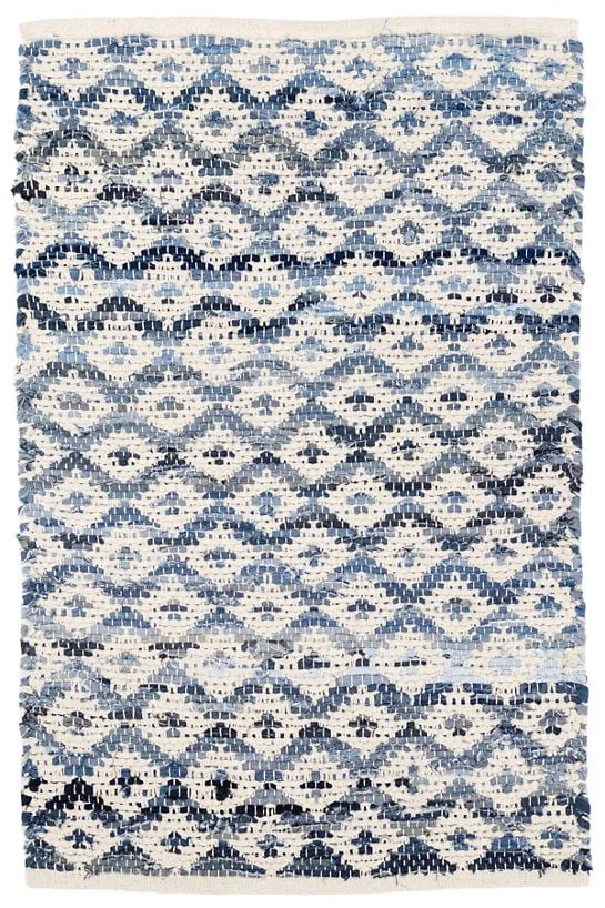 DENIM RAG DIAMOND IVORY WOVEN COTTON RUG