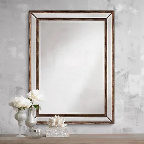 Uttermost Palais Bronze 30" x 40" Beaded Wall Mirror