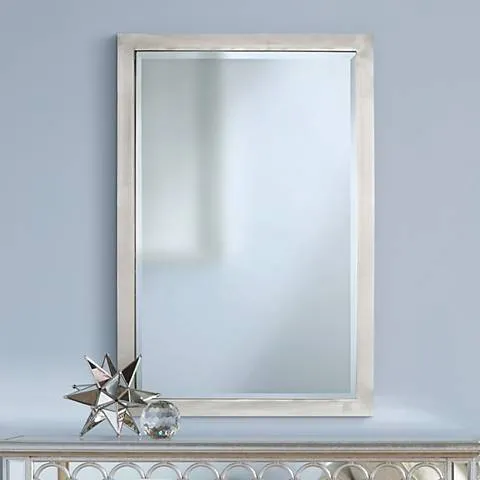 Possini Euro Metzeo 22" x 33" Brushed Nickel Wall Mirror