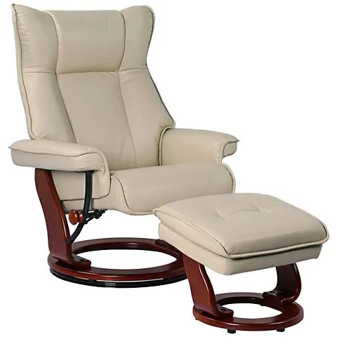 Morgan Stucco Faux Leather Swiveling Recliner and Ottoman