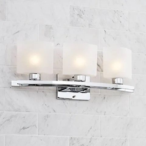 Possini Euro Linen Glass 23 1/2" Wide Chrome Bath Light