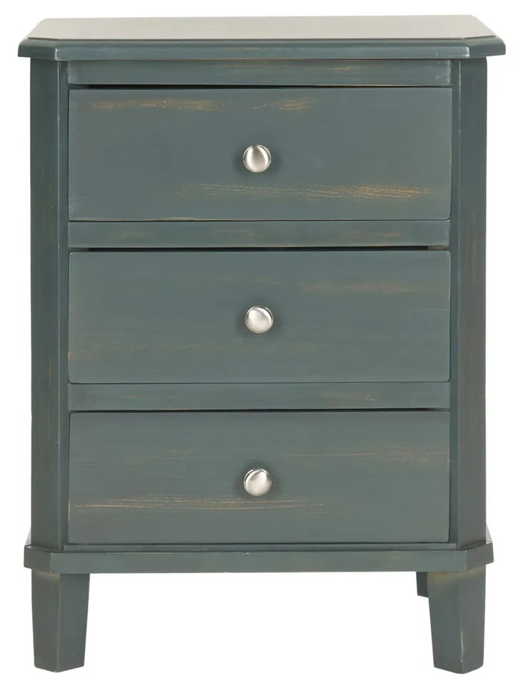 Joe End Table With Storage Drawers - Steel Teal