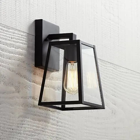 John Timberland Arrington 10 3/4" Black and Clear Glass Outdoor Light