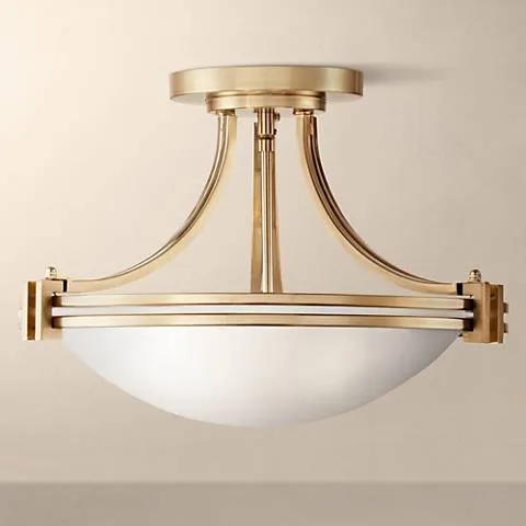 Possini Euro Deco Collection 16" Wide Warm Brass Bowl Ceiling Light