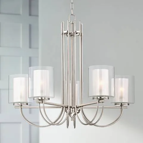 Possini Euro Melody 26 3/4" Double Glass and Brushed Nickel Chandelier