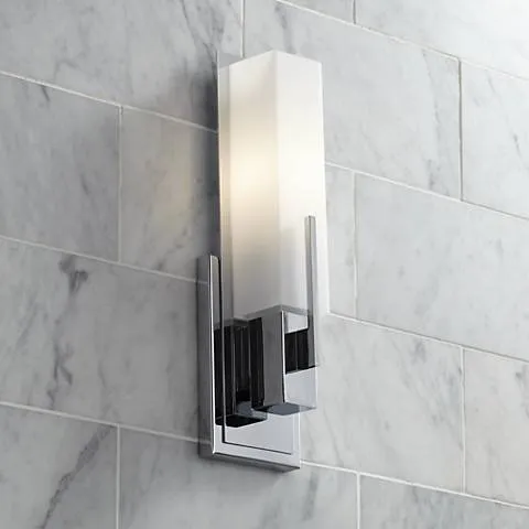 Possini Euro Midtown 15" High White Glass Chrome Wall Sconce