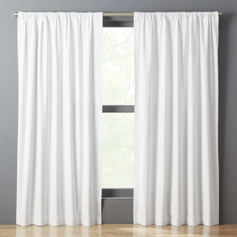 Basketweave White Cotton Window Curtain Panel 48"x108"