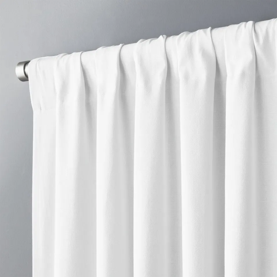 Basketweave White Cotton Window Curtain Panel 48"x84"
