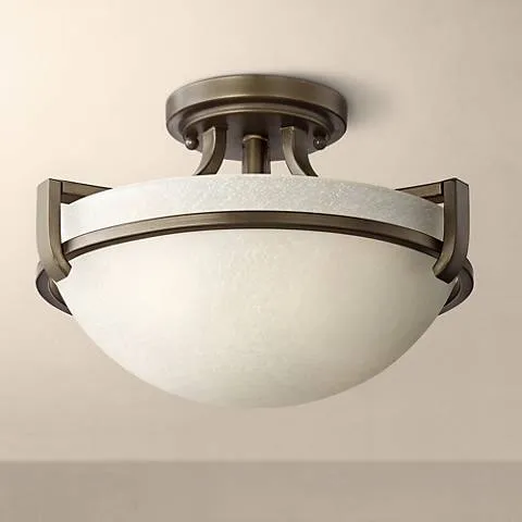 Regency Hill Mallot 13" Wide Bronze and Champagne Glass Ceiling Light