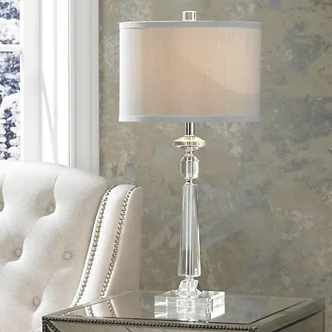 Possini Euro Aline 26 1/2" Gray and Crystal Traditional Lamp