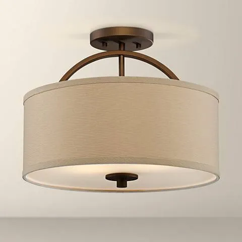 Possini Euro Halsted 15" Wide Brushed Bronze Ceiling Light