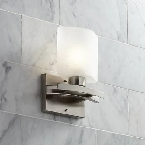 Possini Euro Linen Glass 8 1/2"W Brushed Nickel Wall Sconce