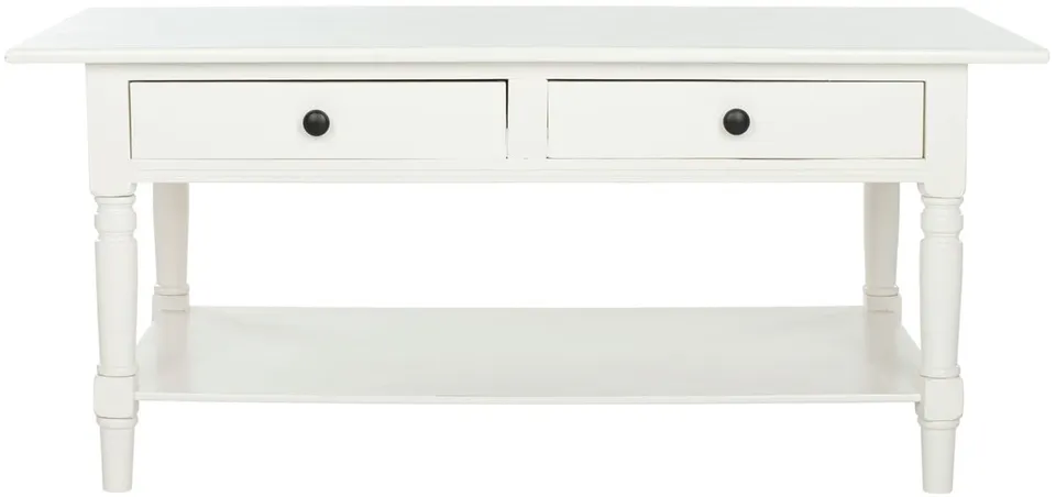 Boris 2 Drawer Coffee Table - Distressed Cream