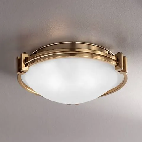 Possini Euro Deco 12 3/4" Wide Flushmount Warm Brass Ceiling Light