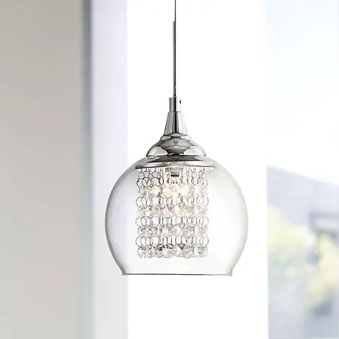 Possini Euro Encircled 6" Wide Crystal Glass Modern LED Mini Pendant