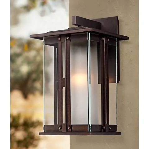 Franklin Iron Works Fallbrook 13" Glass and Bronze Outdoor Wall Light