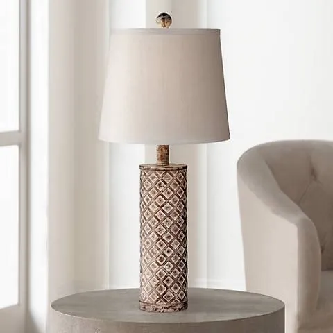 Possini Euro Gisele 24" High Gold Wash Lattice Column Table Lamp