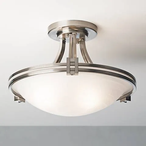 Possini Euro Deco 16" Wide Brushed Nickel Ceiling Light