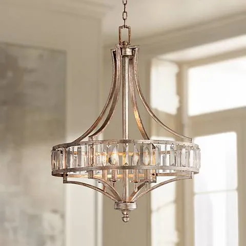Possini Euro Argento 24"W Silver 4-Light Crystal Chandelier