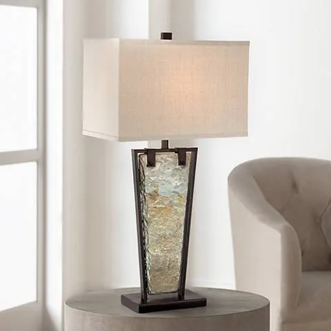 Franklin Iron Works Zion 30" High Tapered Slate Table Lamp