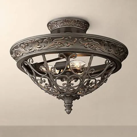 Franklin Iron French Scroll 16 1/2" Bronze Traditional Ceiling Light