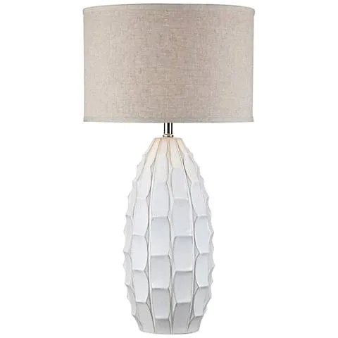 Possini Euro Cosgrove 32 3/4" Oval White Modern Ceramic Table Lamp