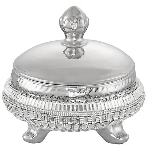 Canicatti 7 1/2" High Silver and Crystal Jar with Lid