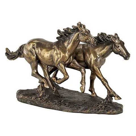 Kensington Hill Horses Running Wild 8 1/2" High Golden Bronze Statue