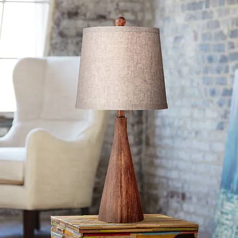 Possini Euro Fraiser 23 1/2" High Tapered Faux Wood Modern Table Lamp