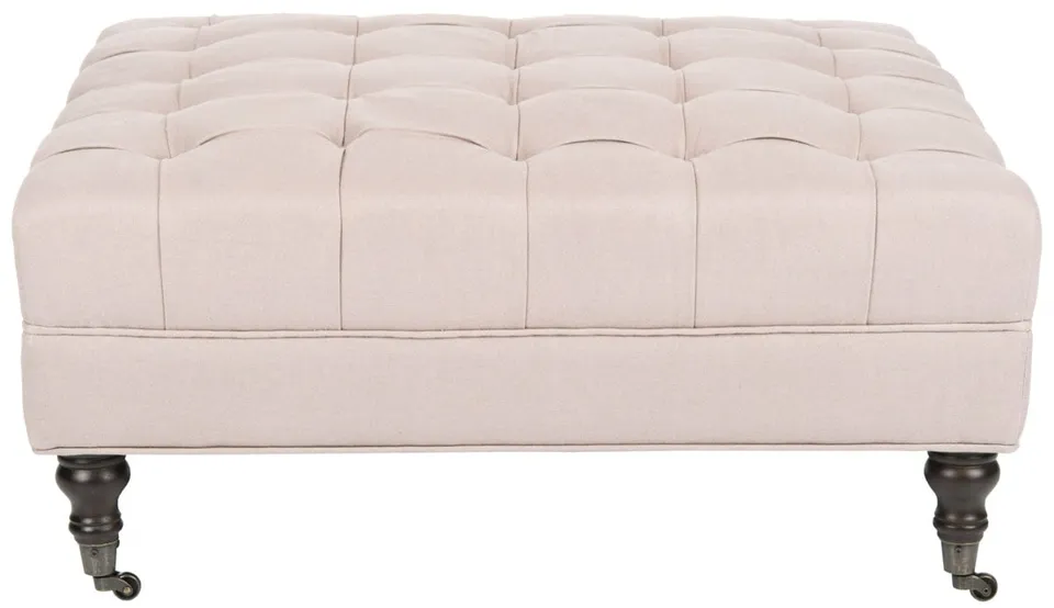 Clark Tufted Cocktail Ottoman - Taupe/Espresso