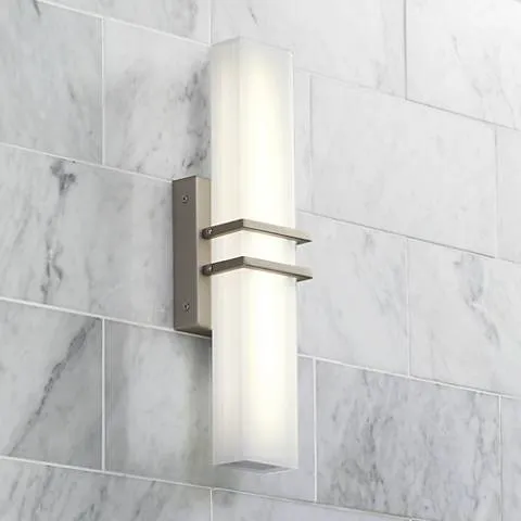 Possini Euro Exeter 17" High Nickel and Glass Modern LED Bath Light