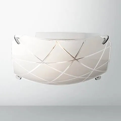 Possini Euro Lattice 13 3/4" Chrome and Frosted Glass Ceiling Light
