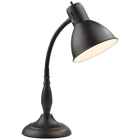 Possini Euro Breck 17" Traditional Bronze Flex Arm Gooseneck Desk Lamp