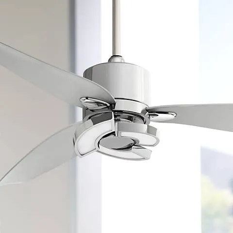 56" Possini Vengeance Chrome 3-Blade LED Ceiling Fan with Remote