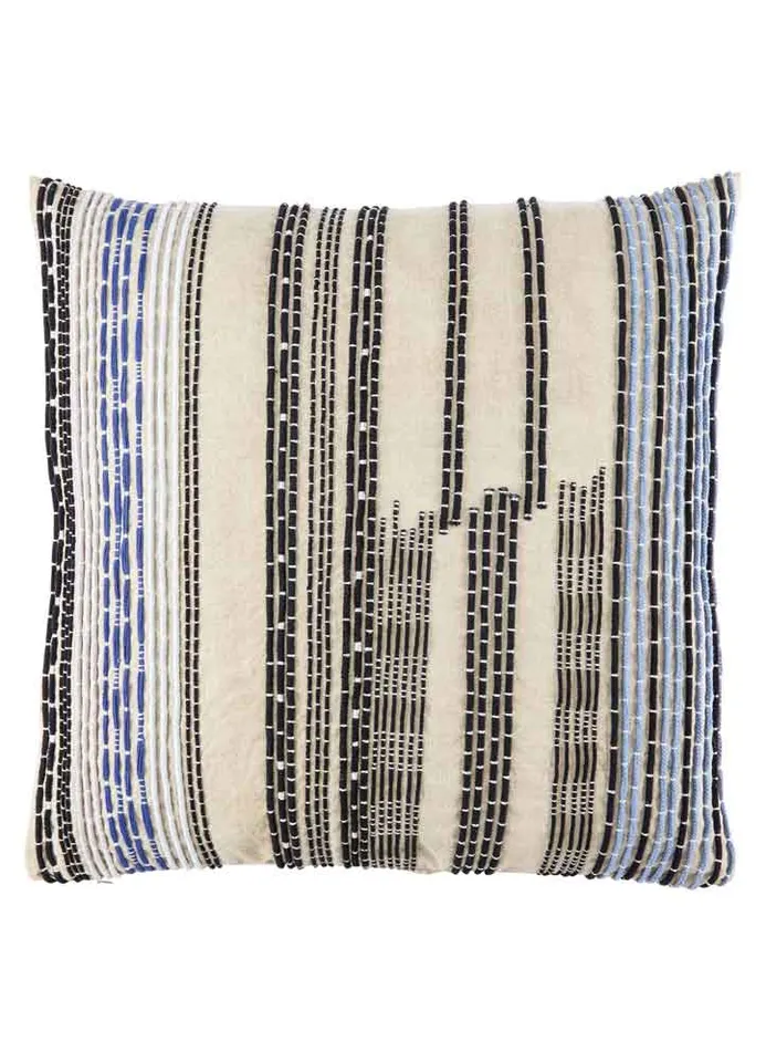 Nikki Chu by Nova Striped Cream/ Black Pillow Cover (22" Square)