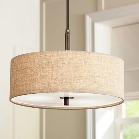Possini Euro Calhoun 16" Wide Beige Cream Drum Pendant Light