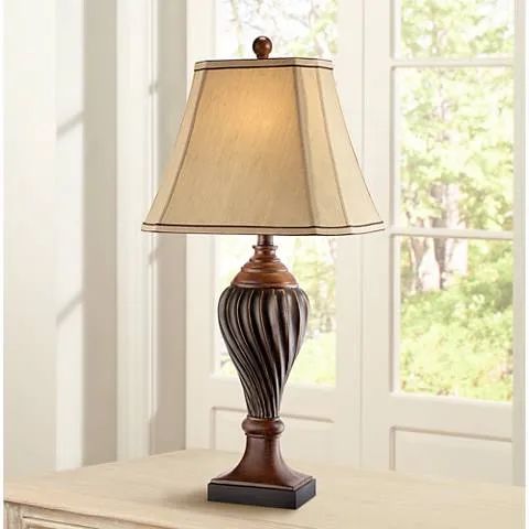 Francis 28 1/2" Carved Two-Tone Faux Wood Table Lamp