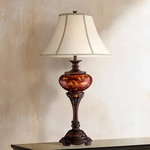 Regency Hill Astor 38" Bronze and Tortoise Glass Traditional Lamp