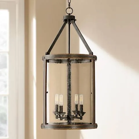 Franklin Iron Works Gorham 16" Wood and Metal 4-Light Lantern Pendant
