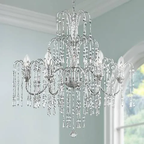 Possini Euro Crystal Rain 28" Wide 6-Light Crystal Chandelier