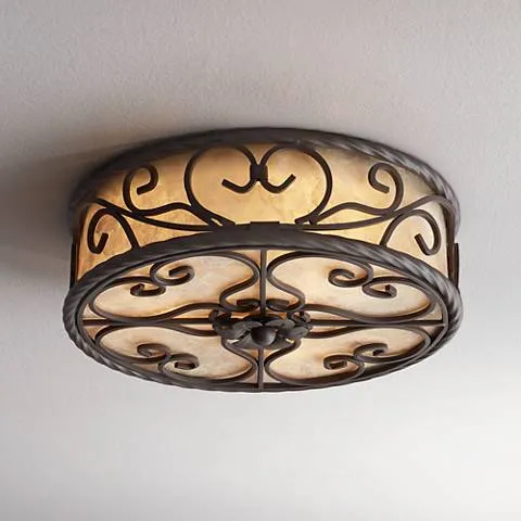 John Timberland Natural Mica Collection 12" Wide Ceiling Light Fixture