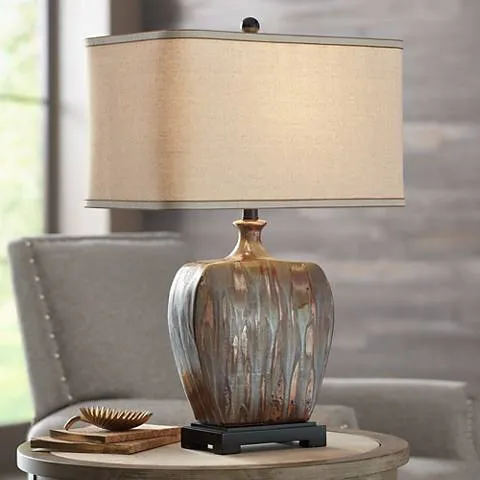 Possini Euro Julius 27" Copper Drip Finish Modern Ceramic Table Lamp