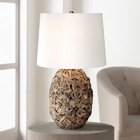 Possini Euro Nantucket 26" Natural Seagrass Modern Coastal Table Lamp
