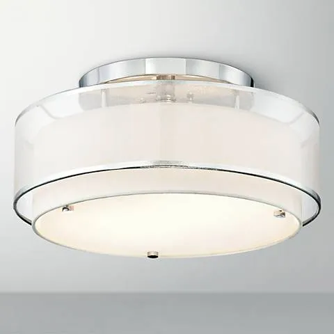 Possini Euro Design Double Organza 16" Wide Ceiling Light