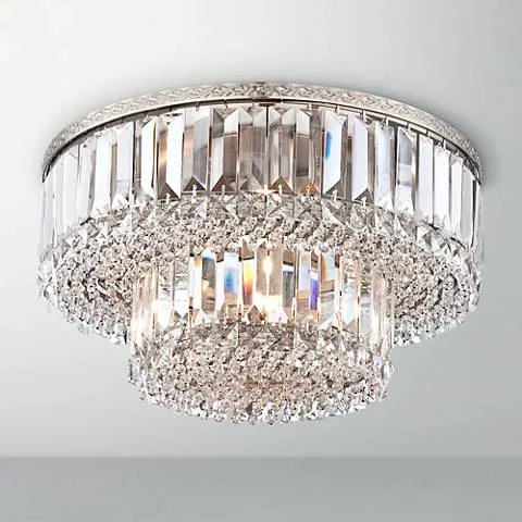 Possini Euro Magnificence 16" Nickel and Crystal Ceiling Light