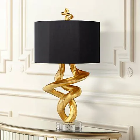 Regency Hill Impressions 33" High Sculpture Base Gold Leaf Table Lamp