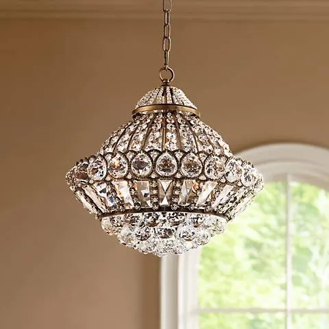 Possini Euro Wallingford 16" Antique Brass Crystal Chandelier